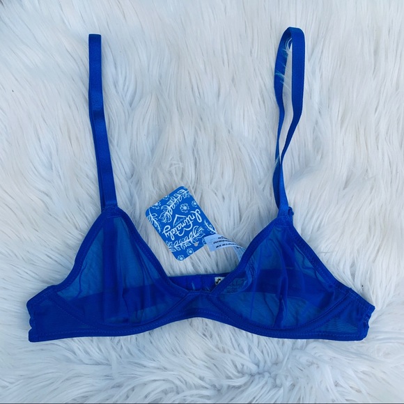 Free People Vex Mesh Triangle Bra in Blue - Picture 5 of 7